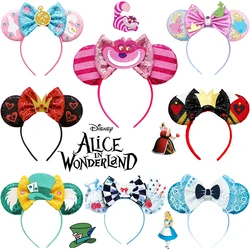 Disney Alice in Wonderland Headbands For Kids Cheshire Cat Hair Accessories Women Red Queen Hairband Girls Mad Hatter Head Bands