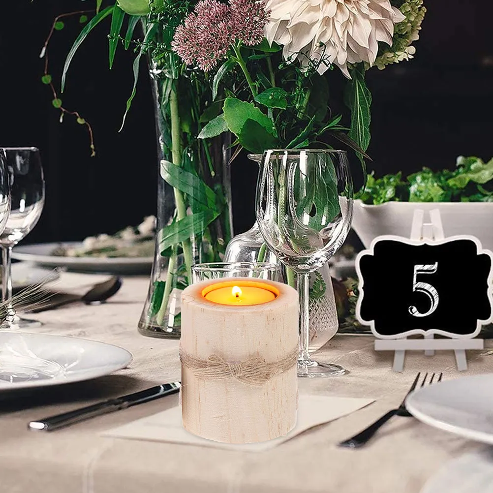 4Pcs Wooden Candlestick Holders Rustic Vintage Wedding Decor Farmhouse Table Centerpiece Handcrafted Tealight Holder Napkin Ring