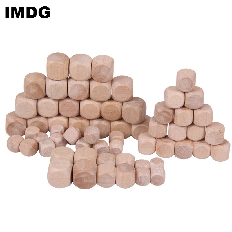 Foreign Trade Hot Sale Blank 1-6 Cm Dice Wooden Six-sided Sieve Color  Rounded Corners