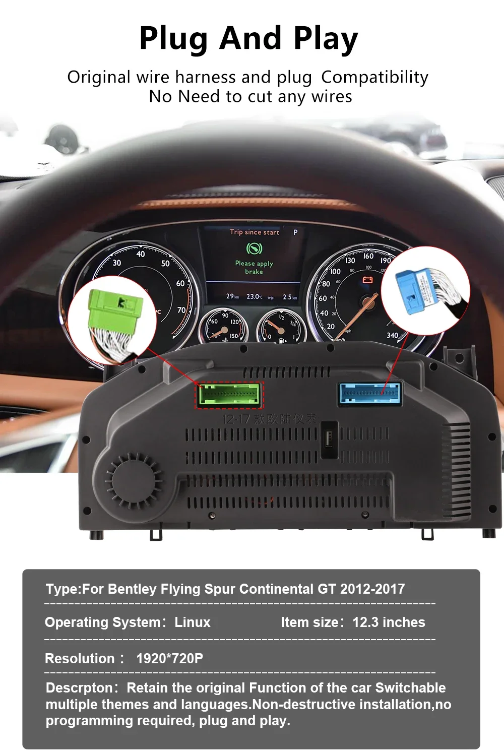 10.9 Inch For Bentley Flying Spur Continental GT 2012-2017 Android Car Radio Stereo Player Touch Screen Gps Navigation Carplay