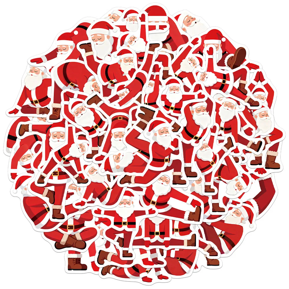 50PCS Creative Yoga Santa Claus Stickers, Envelope Sealing Stickers, DIY Notebook, Water Cup, Glasses Box, Phone Stickers