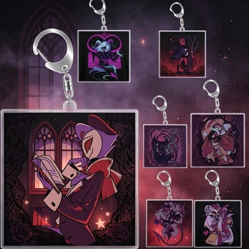 For Hazbin Hotel  Homemade Valentino Velvette Angel Dust Acrylic Keychain Pendant Bag Charms Game Anime Collection Toy Gift 5cm