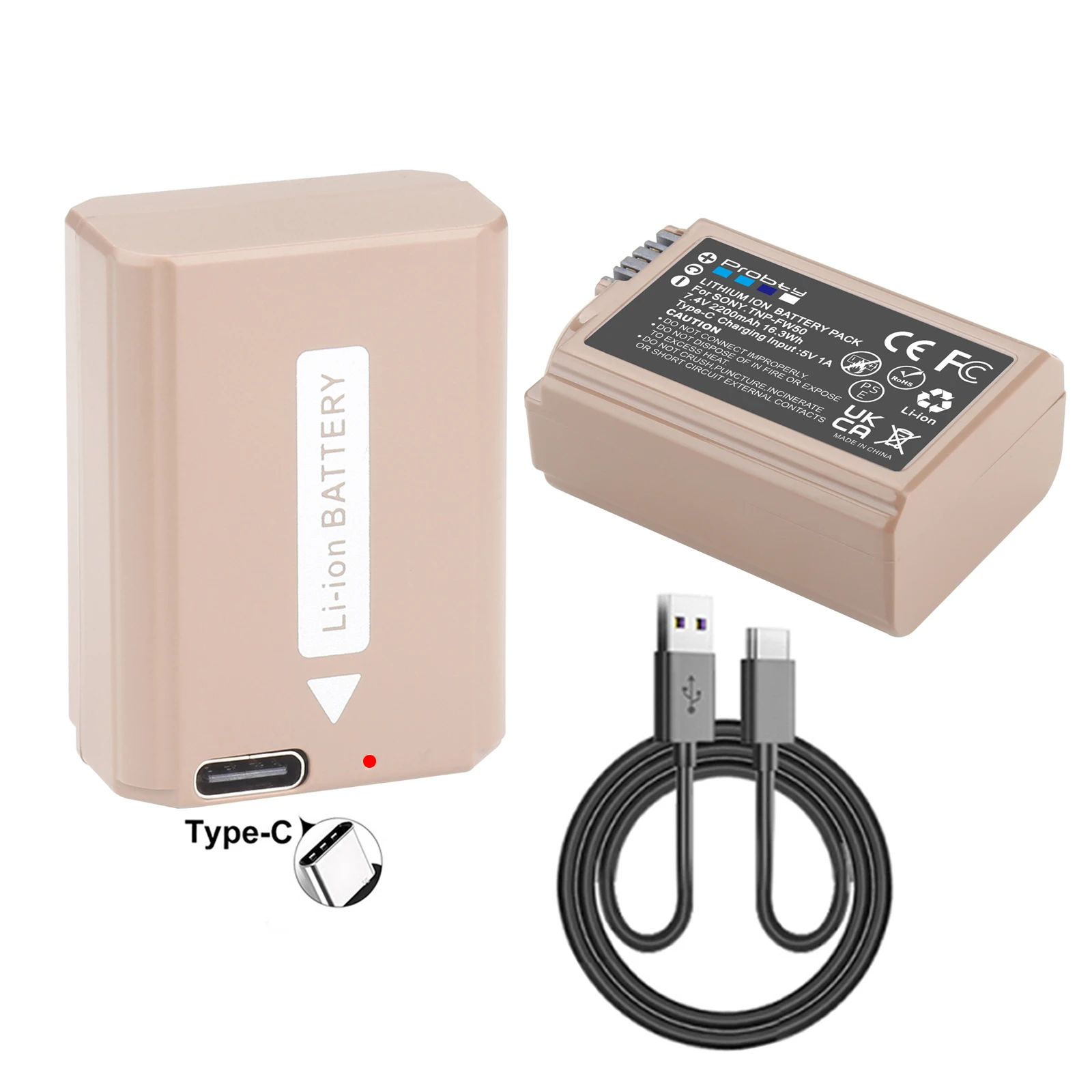 2200mAh NP-FW50 NPFW50 Battery Type-C direct charge for Sony a6400 a6000 zve10 a6300 a 7 m2 a7r2 a6100 A5100 NEX-7, NEX-F3