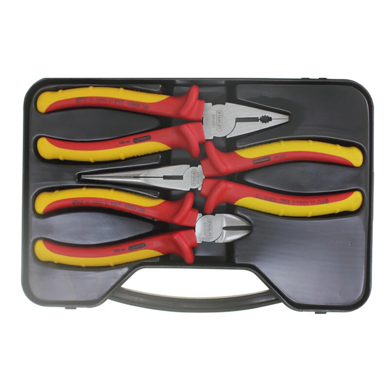 Stanley 84-011-23 3-Piece FatMax Insulated Pliers Set With Steel Wire Pointed Diagonal Nose Pliers.