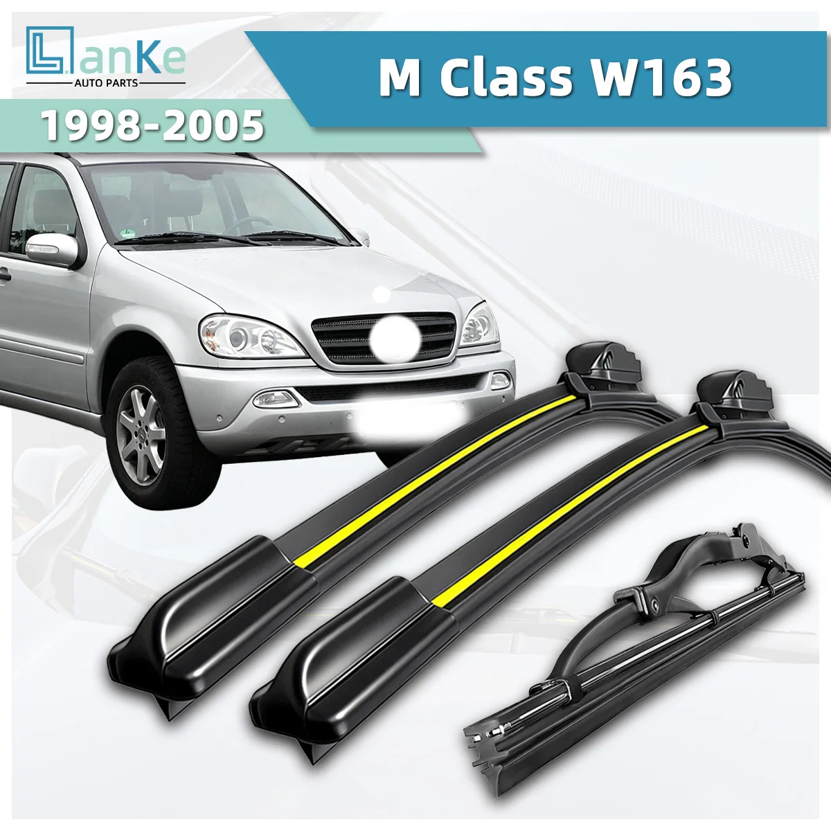 Lanke Wiper Fit For Mercedes Benz M Class W163 (1998-2005) Natural Rubber Strip Boneless Silent Car  Windshield Wiper Blade