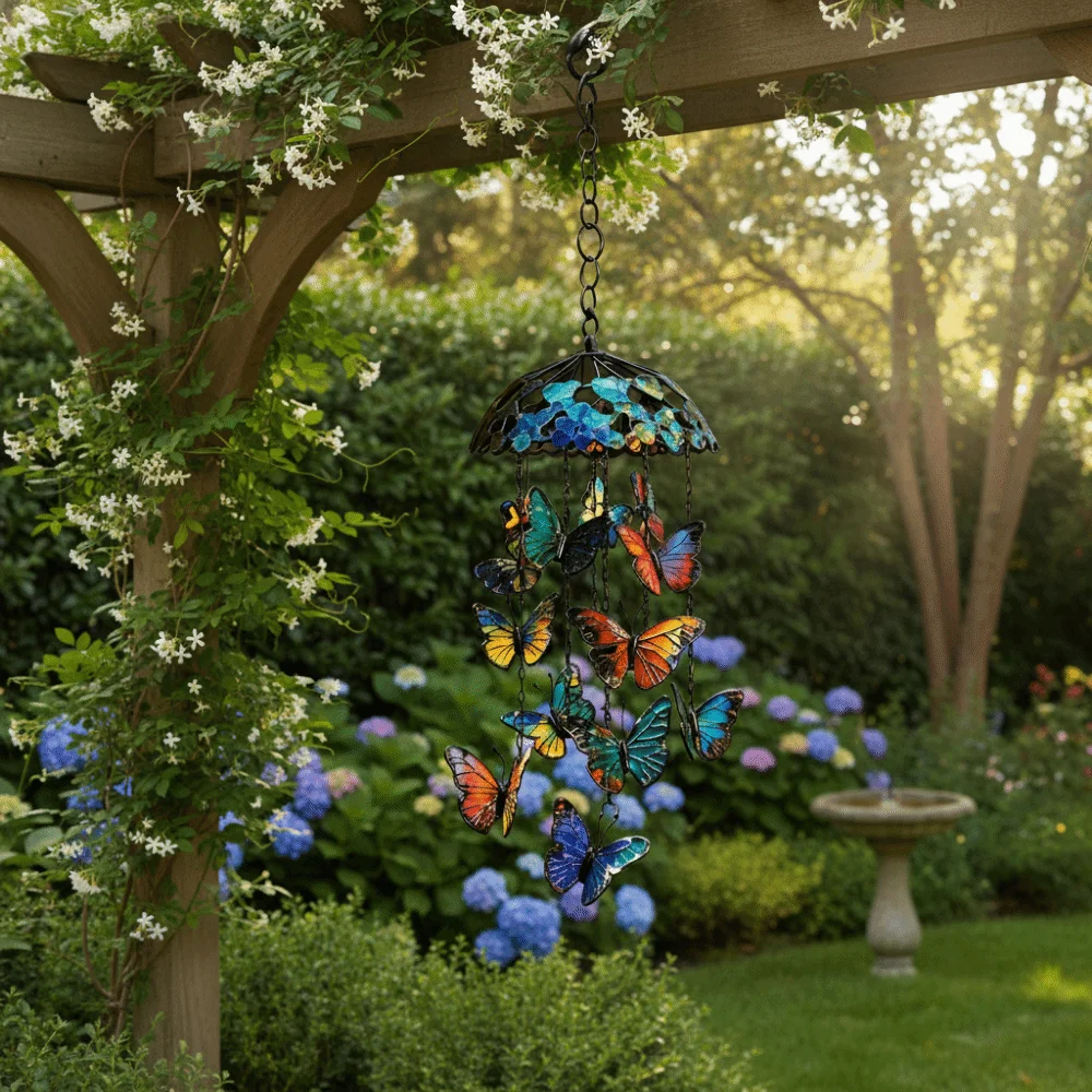 Creative Butterfly Wind Chimes 2D Flat Colorful Butterfly Hanging Ornaments Exquisite Advanced Texture Home Decoration Crafts