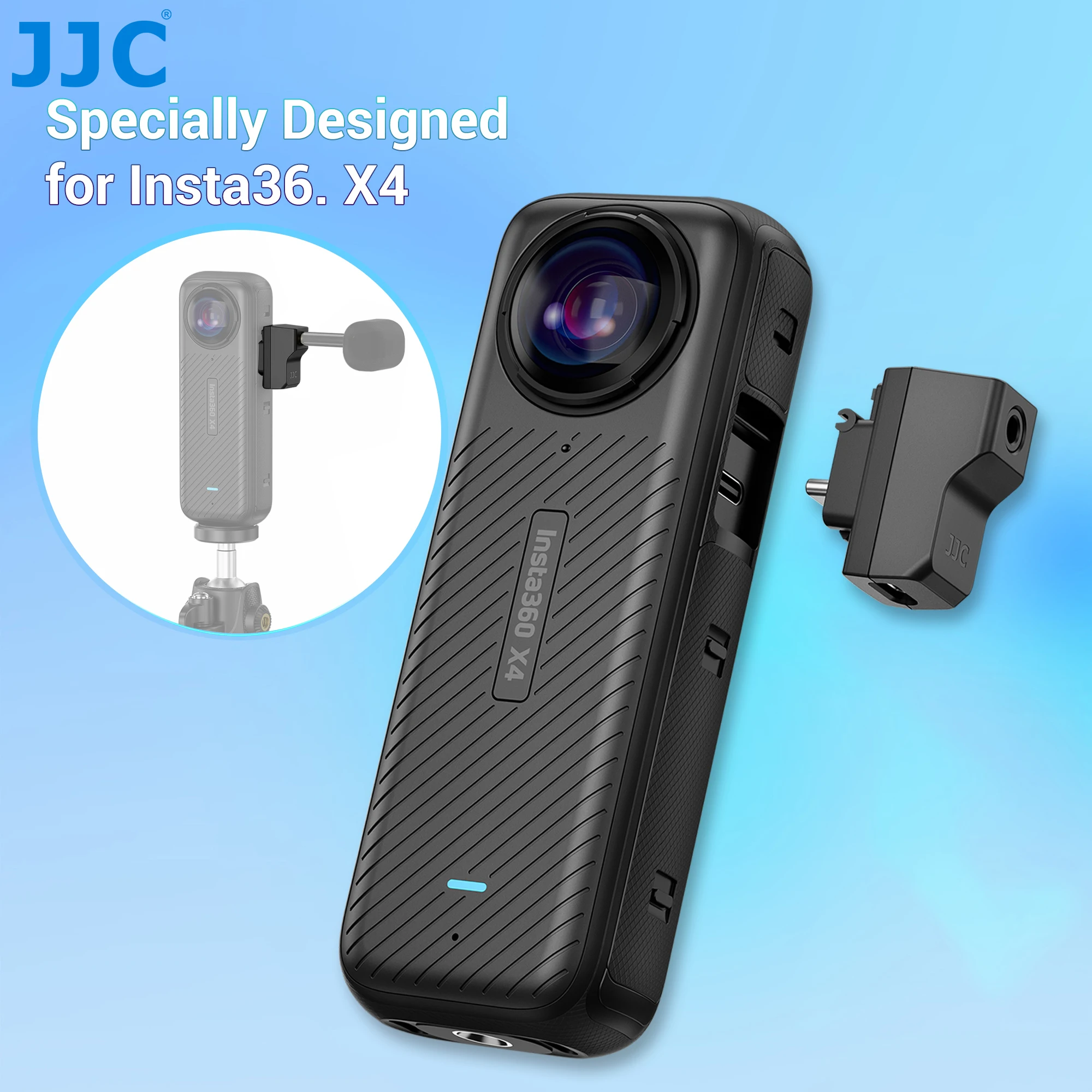 JJC Mic Adapter For Insta360 Ace Pro 2 Ace Pro External Mic Type-C 3.5mm Audio Ports Support Charging Insta 360 Accessories