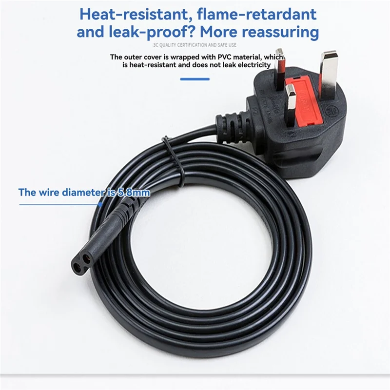 

B34B-Hong Kong Plug 1.5M Large British Standard British Style 8-Shaped With Fuse Camera Charger Power Cord