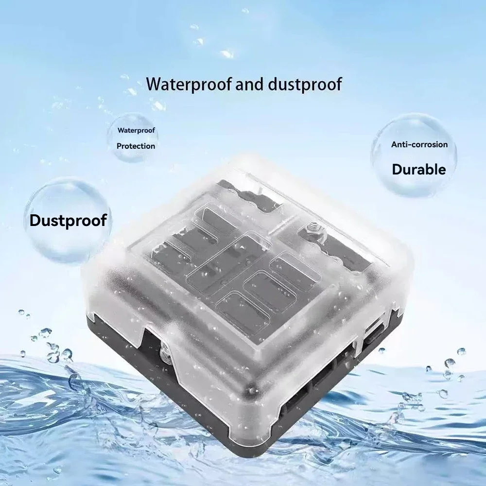 Positive and Negative Fuse Block Box Transparent Cover Fuse Holder with LED Indicator Light for Car Marine Boat