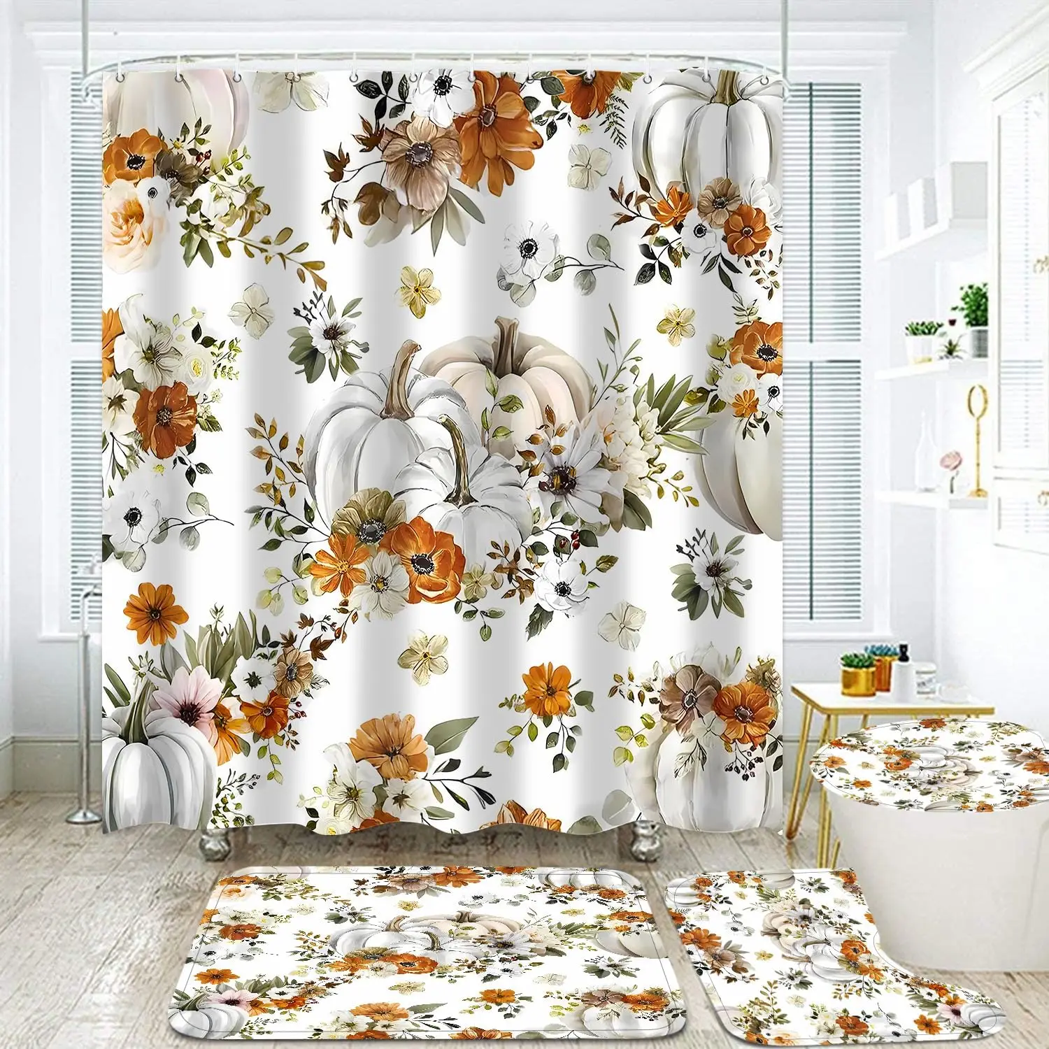 

Набор из 4 небесно-голубых геометрических занавесок для душа с темно-синим абстрактным искусством, 12 крючками, ковриком для ванной и ковриком