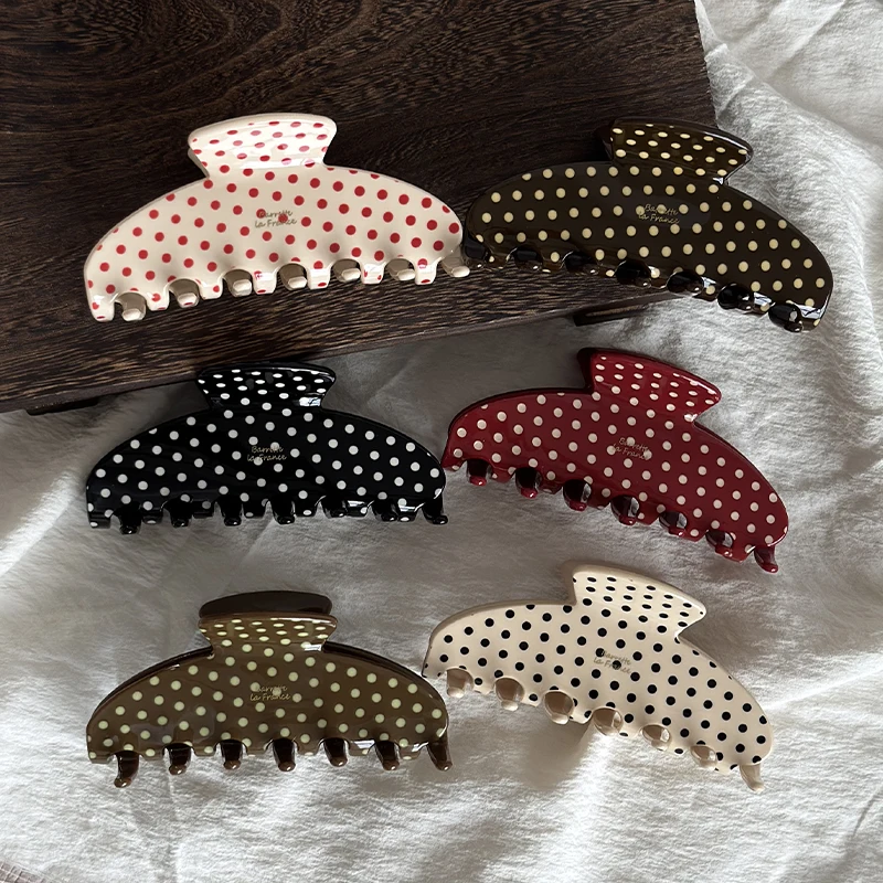 NEW 10CM Large Wave Point Acetate Hair Claw Autumn Winter Claw Clip Valentine's Day Crab Hair Clip for Women Hair Accessories