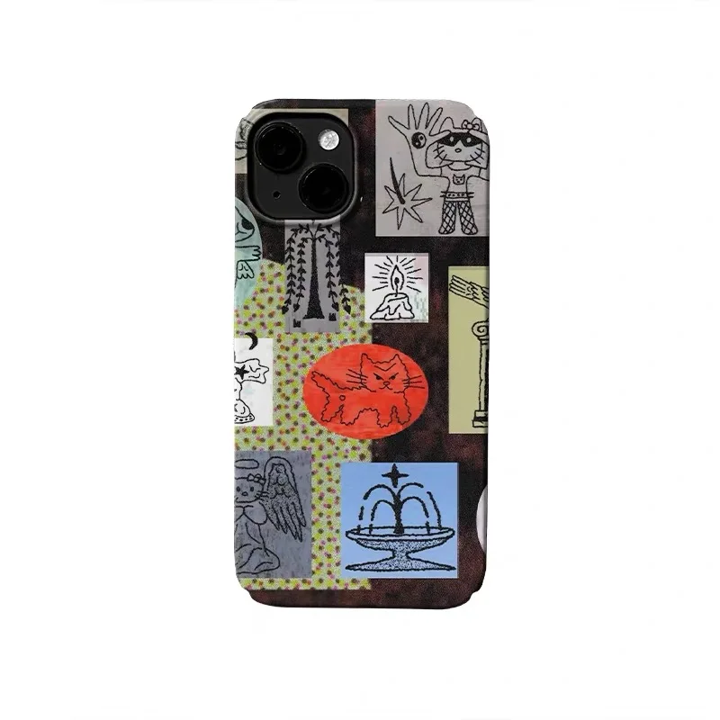 

Red Kitten Personality Graffiti Phone Case for IPHONE 17 Air 16E 15 PROMAX 14Plus 13 12 MINI 11PRO 16Plus XR Acrylic Phone Cover