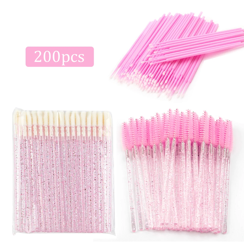SHIDISHANPIN 200 قطعة فرش ماكياج كريستال أداة مجموعة رمش الشفاه مايكرو فرشاة عصي الماسكارا قضيب رمش CottonSwab أدوات #1