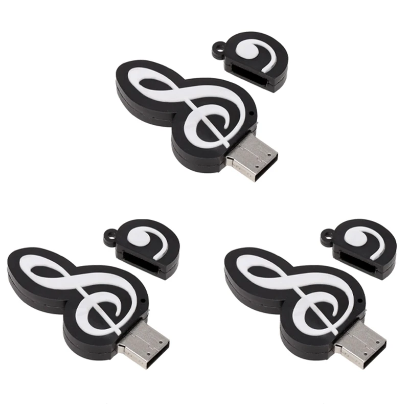 3X USB 2.0 Stick Cute Cartoon Memory Stick Music Notes Symbol USB 2.0 Memory External USB Flash Drive Memory Stick 16GB