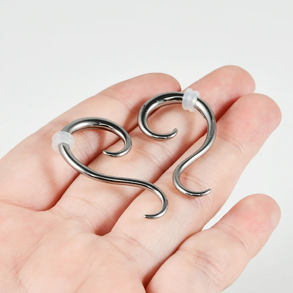 1PC High Quality Stainless Steel S Spiral Hoop Earrings Tunnel Heart Ear Weights 1.6-10MM Expander Ear Holes Piercing Jewelry