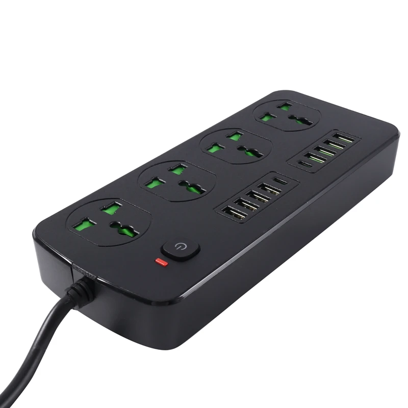 Power Strip Plug AC Outlet Multiprise Extension Cord Electrical Socket PD USB C Ports Phone Fast Charger EU Plug