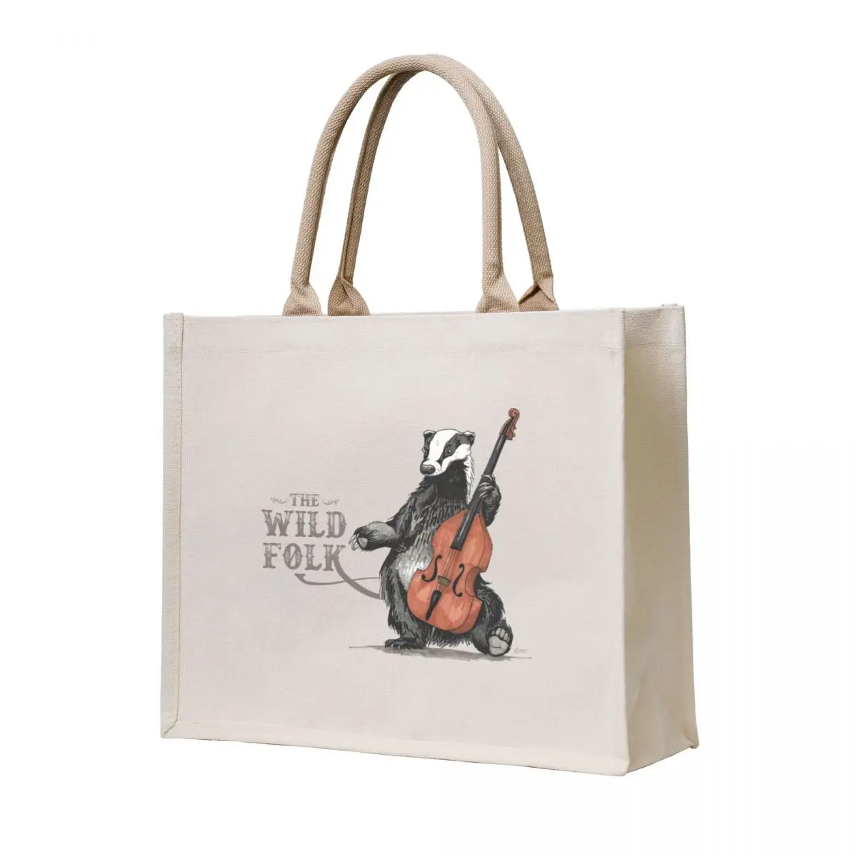 

The Wild Folk - Badger on Bass Tote Bag tote bag university Women's bags hand bag Women's beach bags