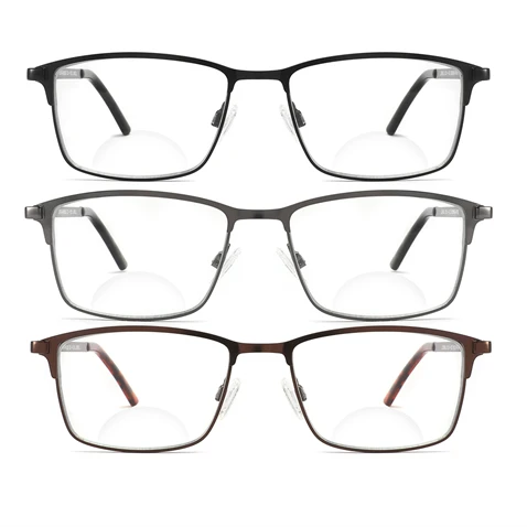 

Men's Business Reading Glasses Anti Blue Light Metal Frame Presbyopia Eyewear 3 Pack Square Lightweight Readers For Office Use