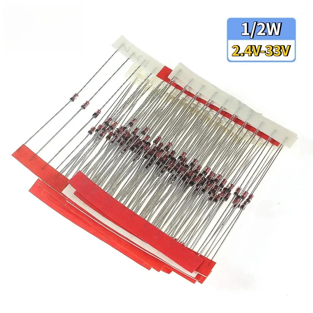 270PCS 0.5W Zener Diode Assortment Set 1/2W 2.4V-33V Switching Diode Pack 2.7V 3V 3.3V 3.9V 6.8V 10V 12V 15V 18V 20V 22V 24V 30V