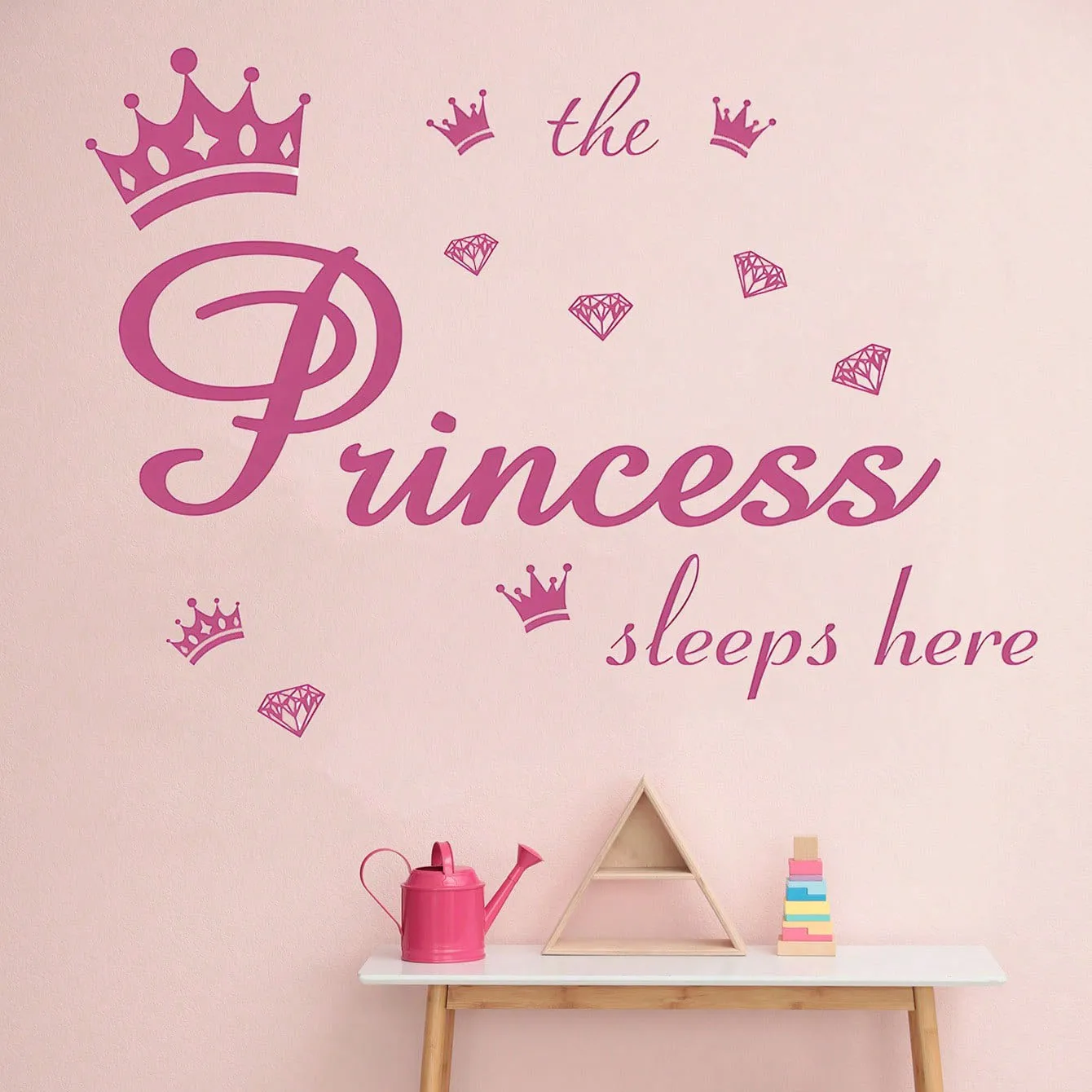 Kronen-Diamant-Wandaufkleber Prinzessin Schlafet Hier Wandsticker Abnehmbare DIY Wandbilder Vinyl-Aufkleber für Mädchenzimmer Wohnzimmer – Detail 1
