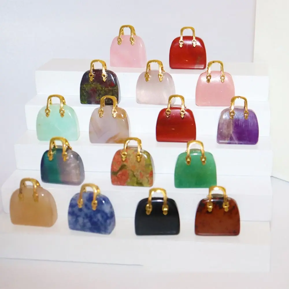 Creative Cute Quartz Crystal Room Reiki Energy Heal the Mind Handbag Pendant Stone Bag Crystal Bag Healing Crystal