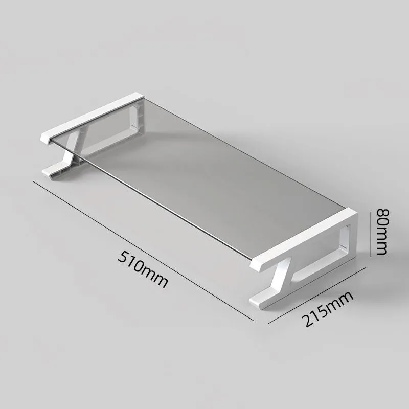 2025 Creative Transparent Glass Computer Storage Desk Multi functional Household/Office Desktop Computer Storage Rack LH265