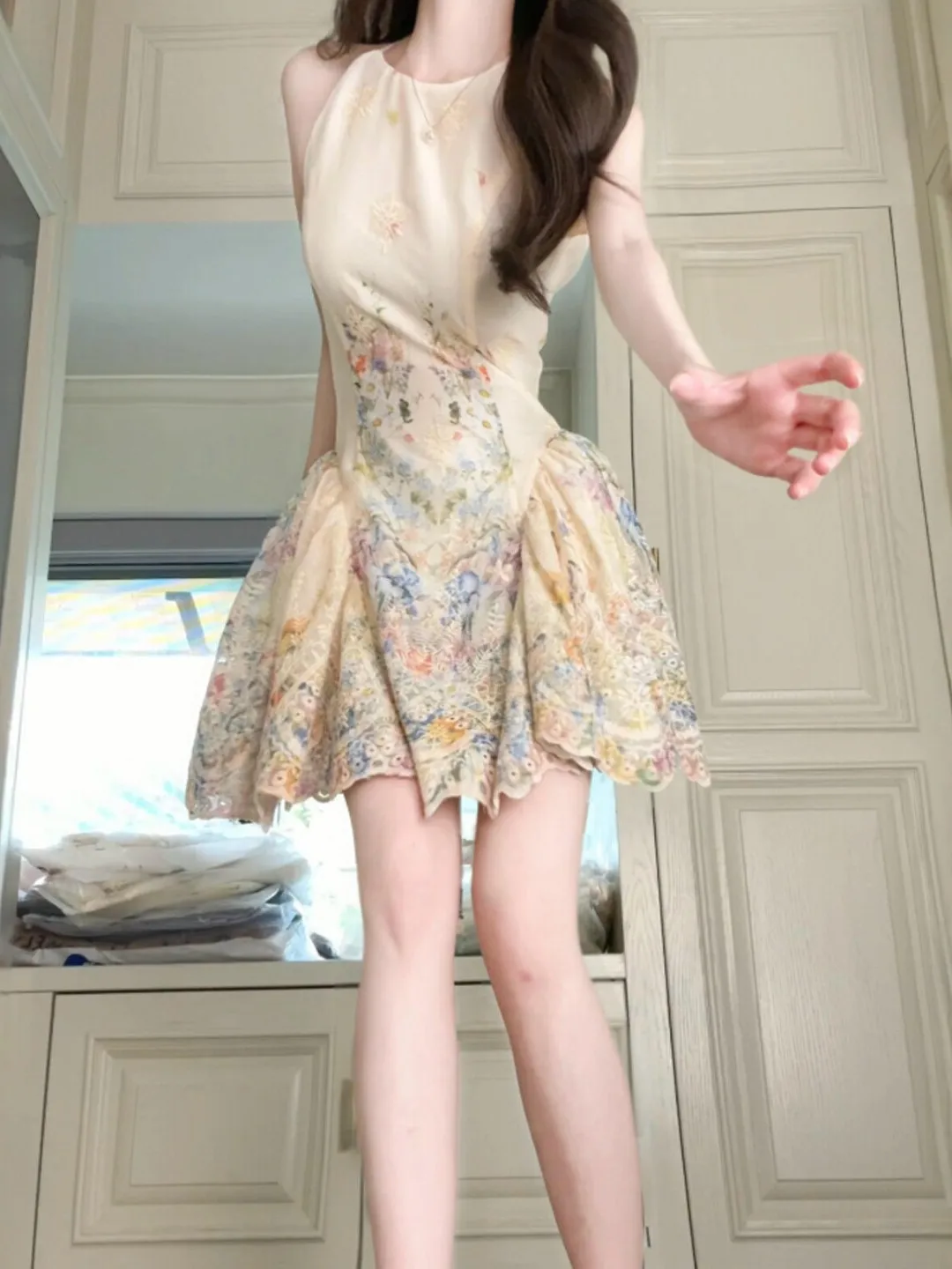 

Summer Floral Print Slim Fit Wrap Dress French Style Cotton Vest Dress Gentle Wind Beautiful Small Size Clothing Summer 2026