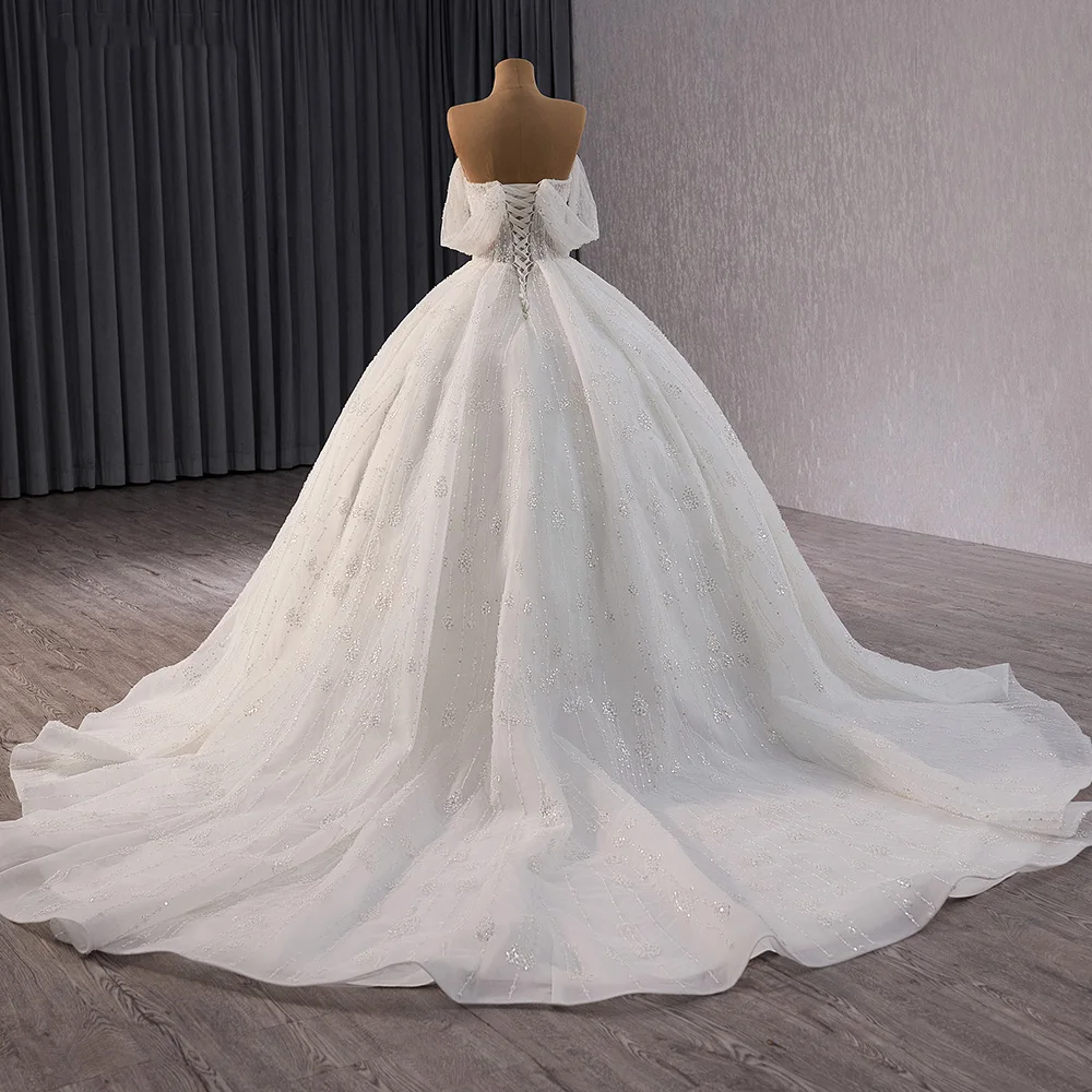 Princess Elegant Wedding Dresses For Woman Applique Short Sleeve Boat Neck Backless 2024 Bride Gowns vestidos de novia RSM241052