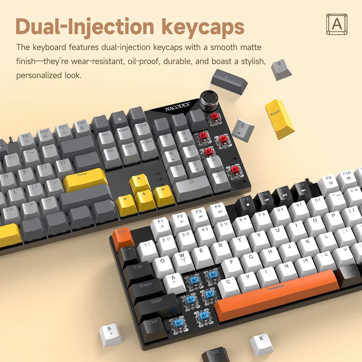 AJAZZ NK104 Wired Typing Mechanical Keyboard with Metal Knob