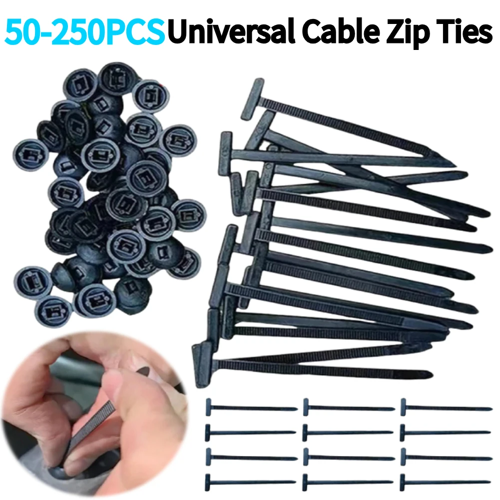 

50-250PCS Nylon Cable Zip Ties Universal Cable Tie Buckle Fastening Strap for Indoor and Outdoor Use