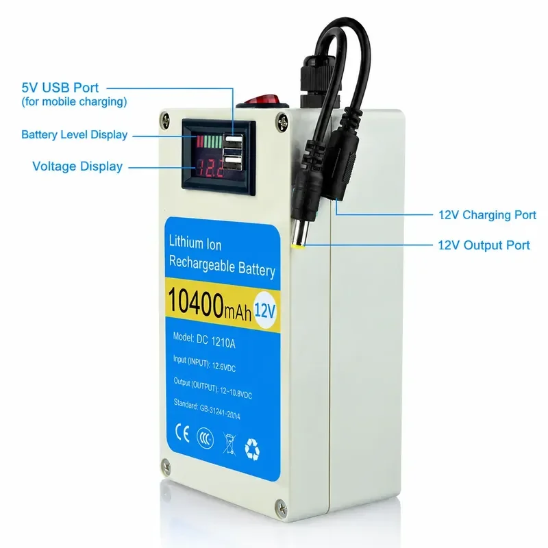 12V Lithium Battery UPS for Uninterruptible Power Supply Monitoring Outdoor Mobile Rechargeable Large Capacity LED Lights