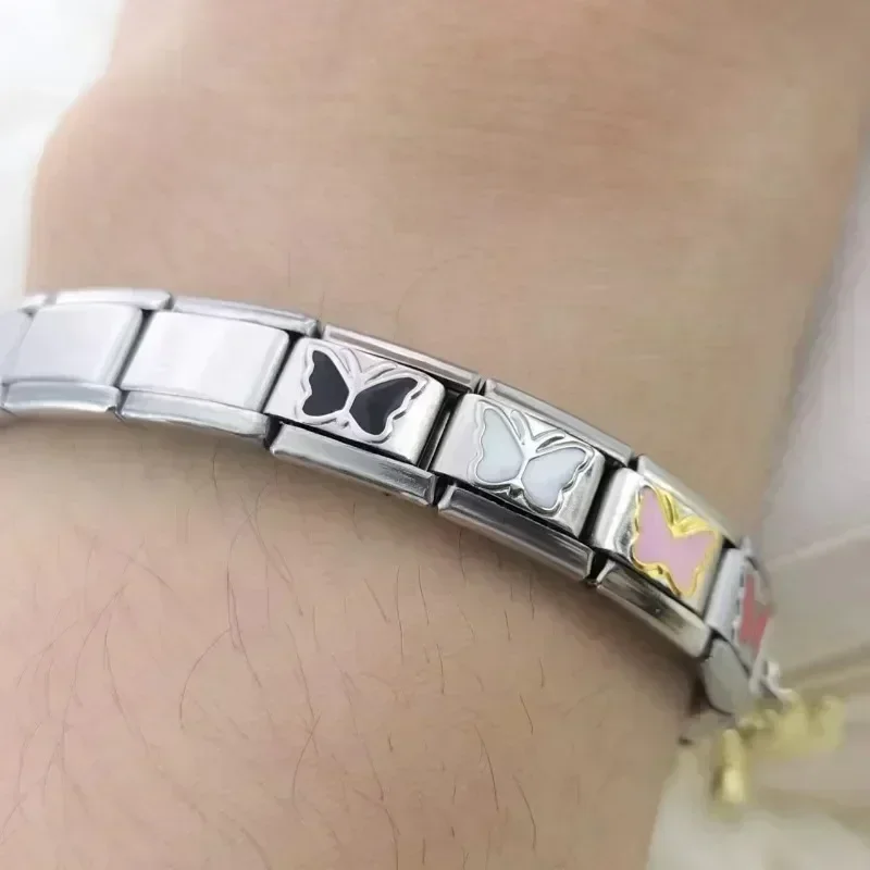 Hot Selling Butterfly Series Italian Module DIY 9mm Charm Bracelet Combination Bracelet Personality Jewelry Wholesale