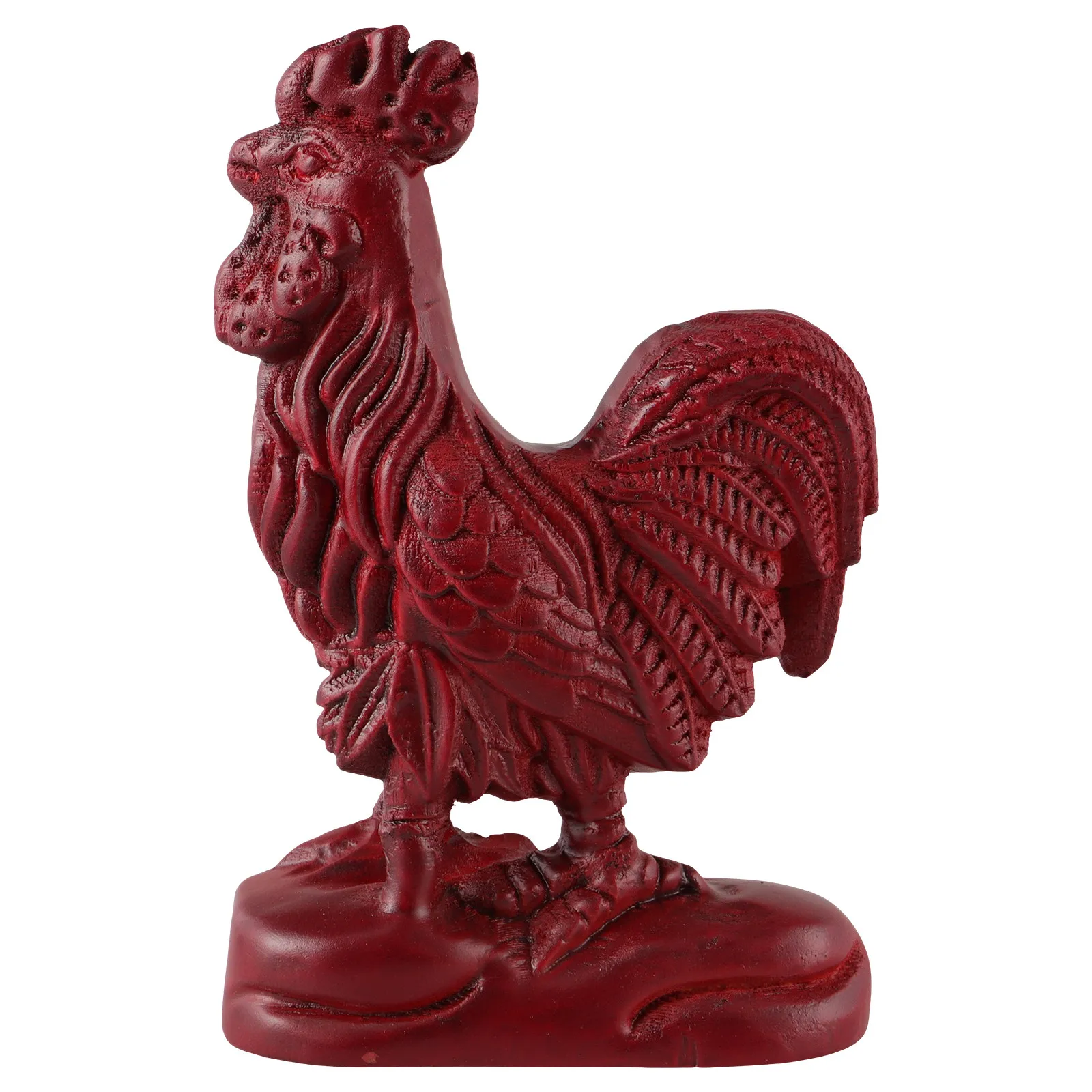 Wooden Rooster Statue Exquisite Craftsmanship Lifelike Appearance Desktop Decor Home Office Elegant Sophisticated Animal Statue