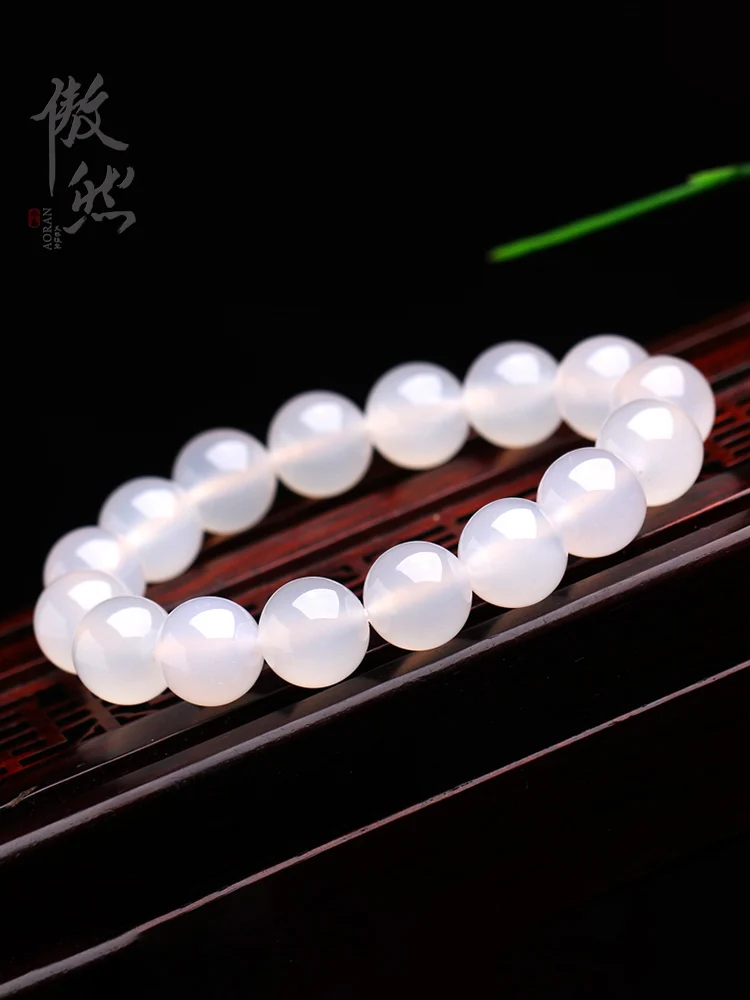 Natural 5A Ice White Agate Bracelet Lychee Frozen White Chalcedony High Ice Moisturizing White Hand String For Women's Jewelry