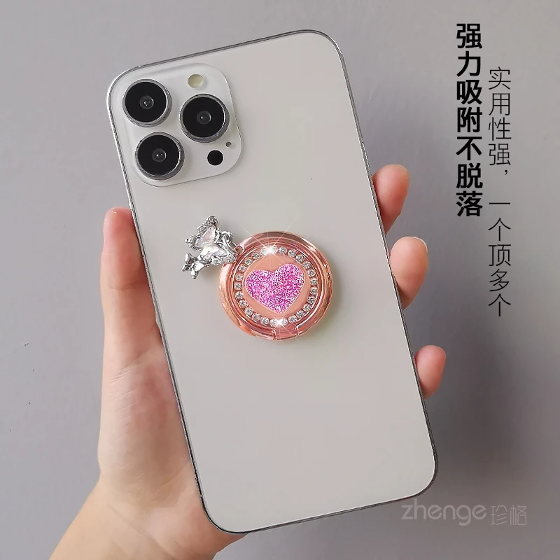 

Портативная невидимая подставка для мобильного телефона, щетка со стразами в форме сердца, инструмент для ленивого видео, защита от бросания и падения