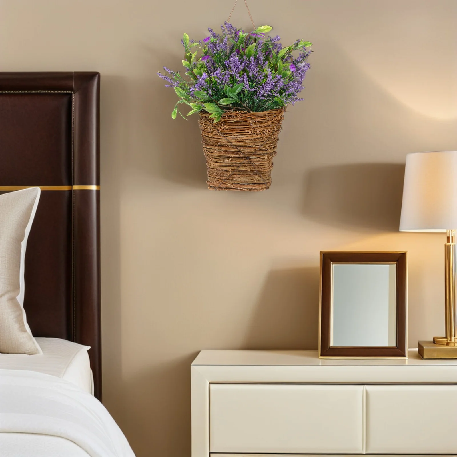 

Wildflowers Door Hanging Basket Rattan Artificial Spring and Summer Flowers Front Door Farmhouse Wedding Porch Decoration