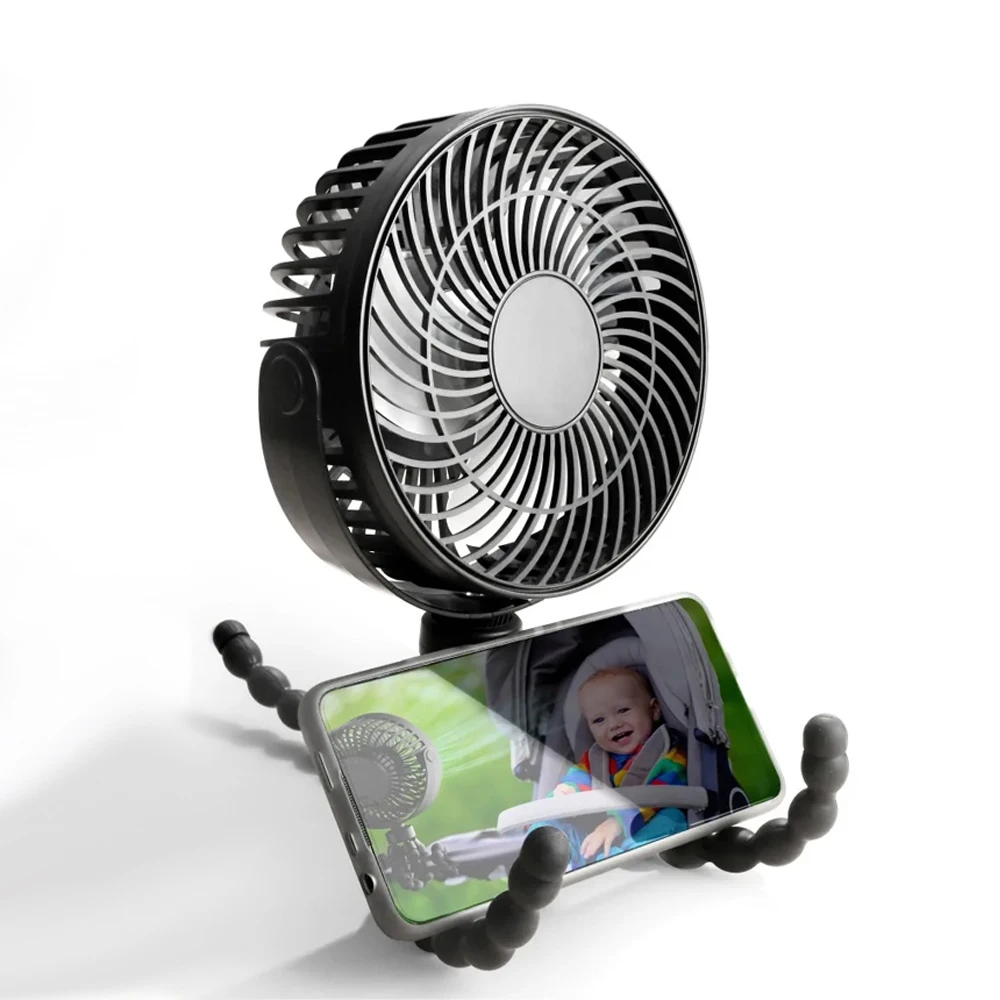 

Octopus baby stroller fan baby fan medical grade 6000mah 3 speed and light large-capacity rechargeable battery baby bedside fan