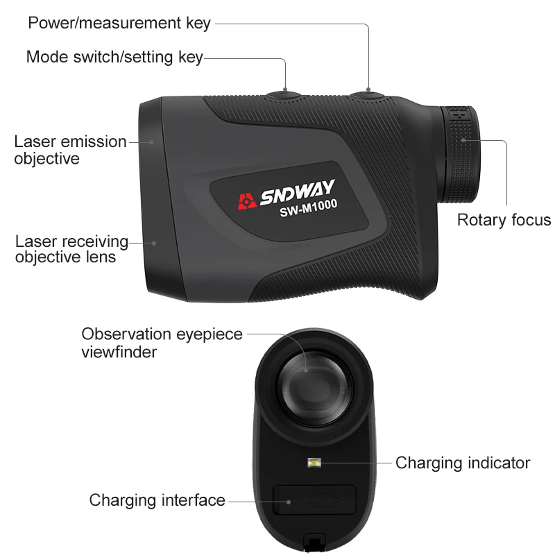 Sndway Golf Rangefinder Hunting Slope Laser Rangefinder Telescope Laser Range Finder Hunting Digital Tape Measure Distance Meter