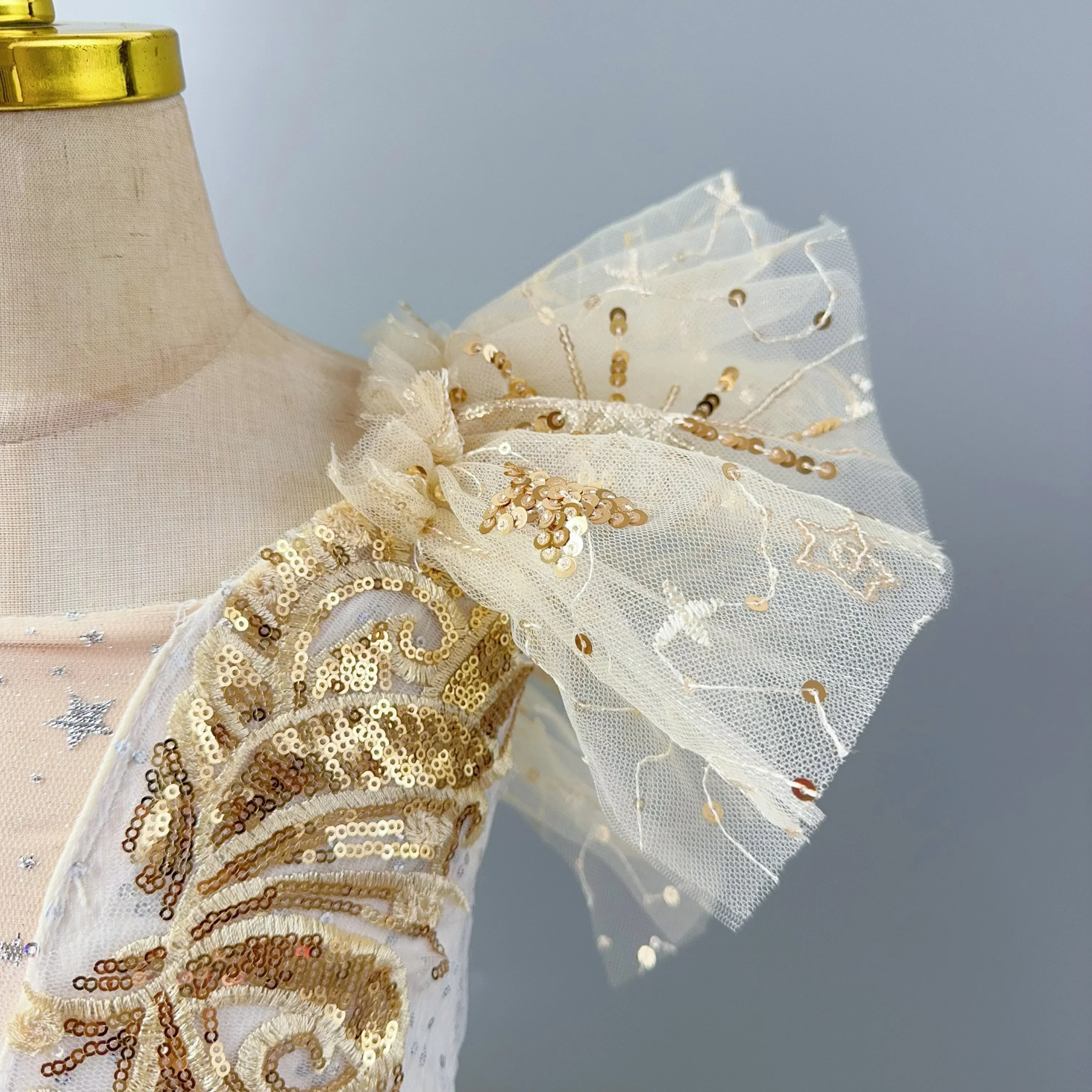 Robe Tutu de Ballet romantique pour enfants, jupe de danse pour filles, jupe de Ballet à paillettes dorées, vêtements de spectacle de Ballet, robe de princesse longue