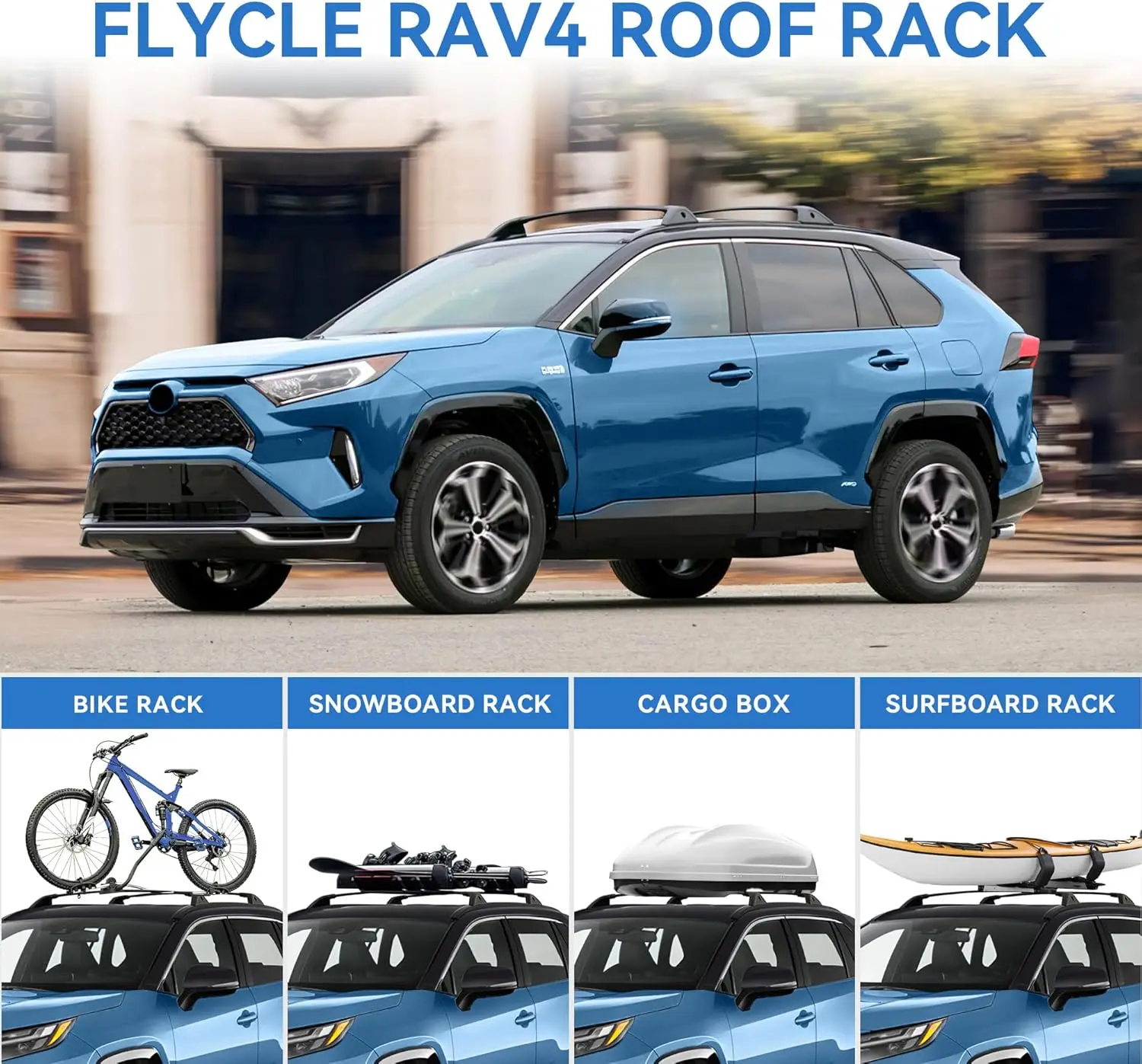 220LBS Lockable Aluminum Roof Rack Cross Bars for 2019-2025 Toyota RAV4 with Side Rails, Cargo Luggage Kayak Bicycle