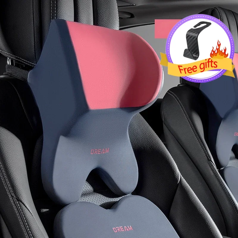 

Car Memory Foam Lumbar Pillow Back Support Car Lumbar Support Headrest Neck Pillow Support Universal Soft Neck Pillows Cushion