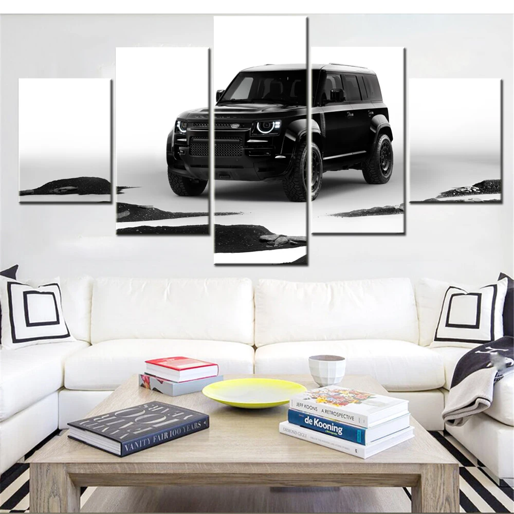 

5 Pieces Canvas Wall Arts Poster Painting Cars Defender OCTA Black Edition Wallpaper Modern Home Decor Living Room Mural Artwork