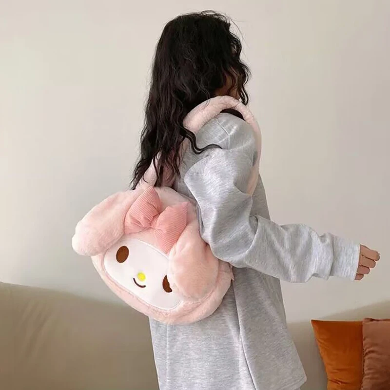 

Sanrio My Melody Kuromi Cinnamoroll Kawaii Cute Anime Cartoon Peripheral Women's Plush Fashion Handbag Holiday Gift Wholesale