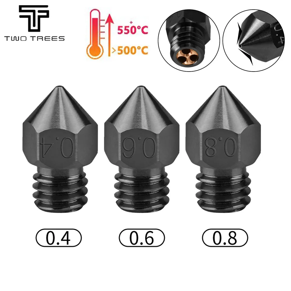 

Twotrees MK8 CHT Nozzle Upgrade Hardend Steel 0.4 0.6 0.8mm High Flow Clone CHT Nozzles for Ender 3 V2 Ender 5 CR10 3d printer