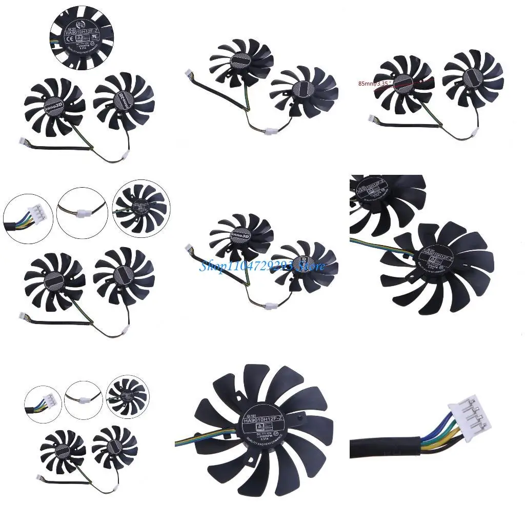 

Y2GD 2PC HA9010H12F-Z 4Pin Graphic Card Cooling VGA Fan for Inno3D 1060 12V
