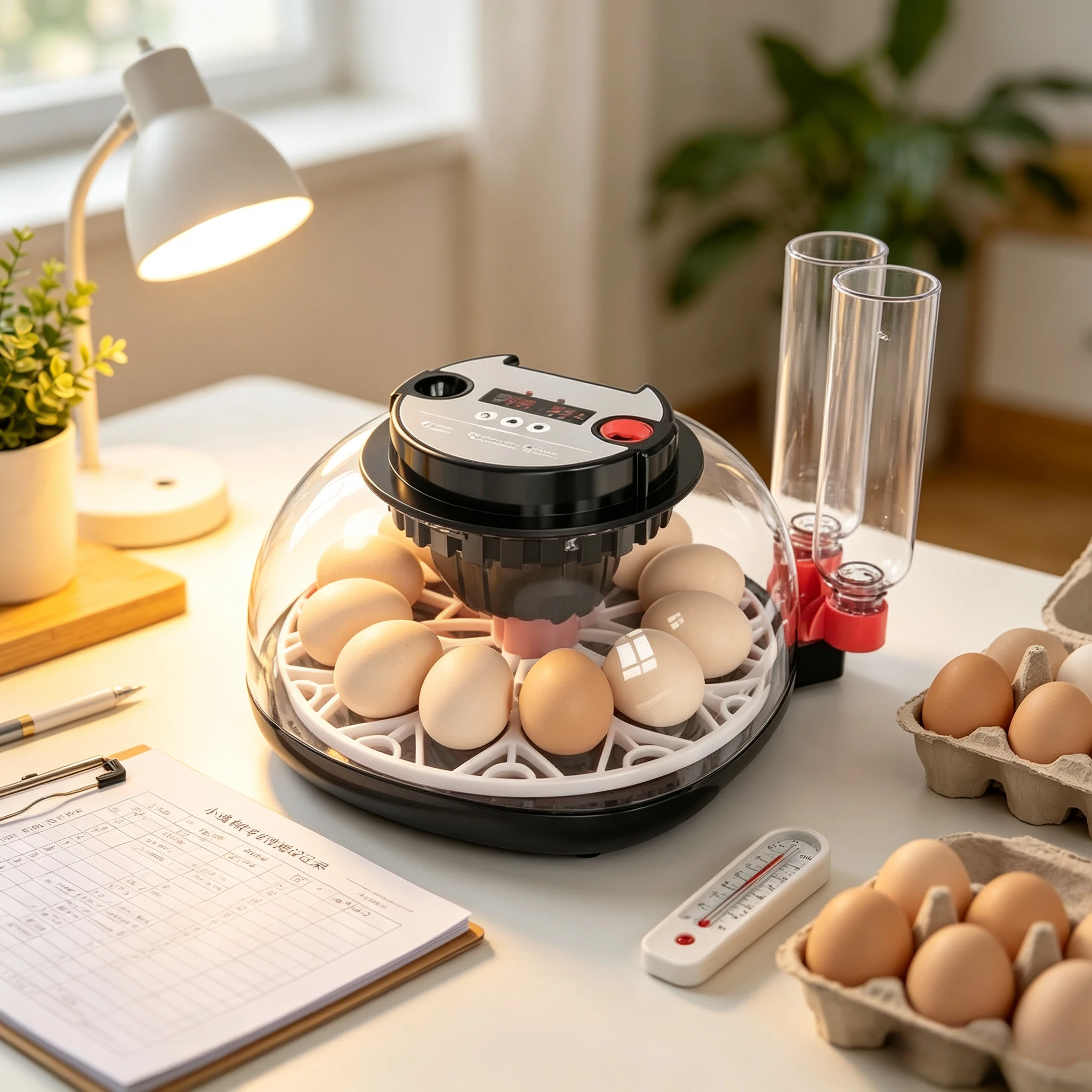100-240V with Flashlight for Automatic 12H Chicken Quail Egg Incubator Temperature and Humidity Display Automatic Egg Turning