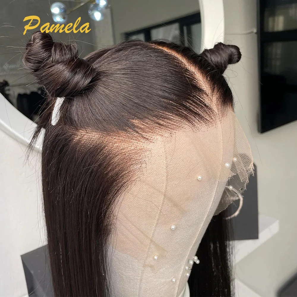 

Double Drawn Glueless Wig Pre Plucked Human Hair Ready To Wear 250% Density Bone Straight 13X6 HD Transparent Lace Frontal Wig