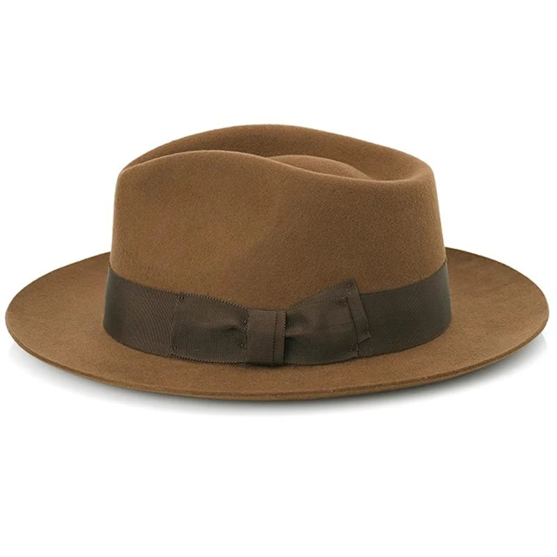 Big Head Men's Vintage Style 100% Wool Fedora Hat , Black Brown Grey Coffee Blue Color 6cm Brim Party Dress Classic Felt Hat