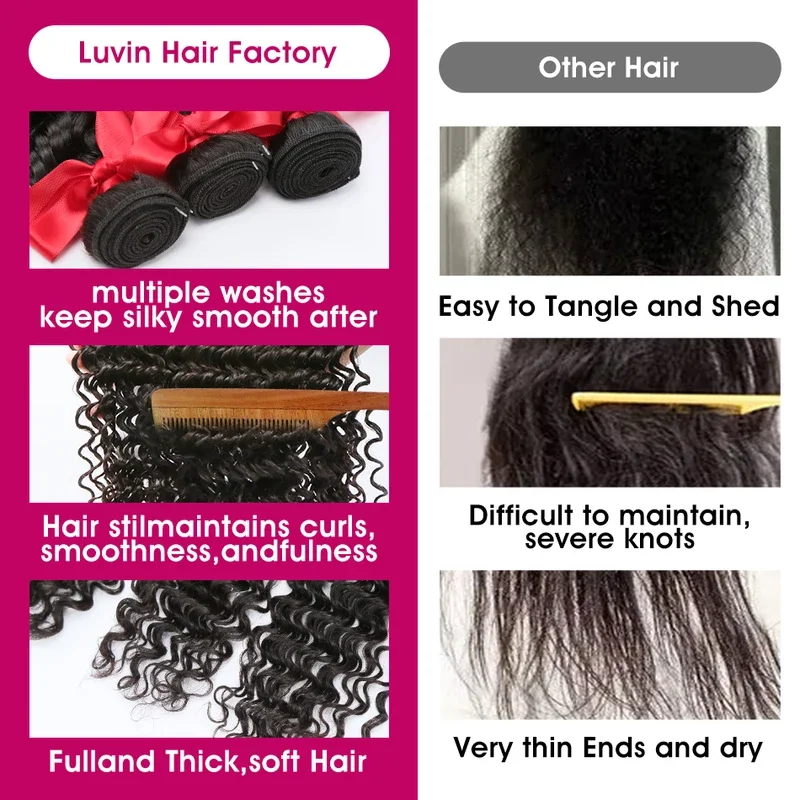 32 36 40 Inch Deep Wave Human Hair Bundles Brazilian Remy Unprocessed Weaving Curly Hair 1/2/3/4 Bundles Weave Extensions Deals image 3