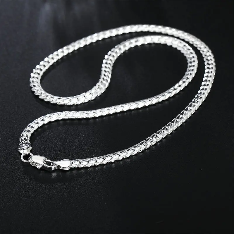 Fashion 925 Sterling Silver 16-30 Inches 6MM Side Chain Necklace For Women Men Charm Wedding Jewelry Accessories Wholesale Punk